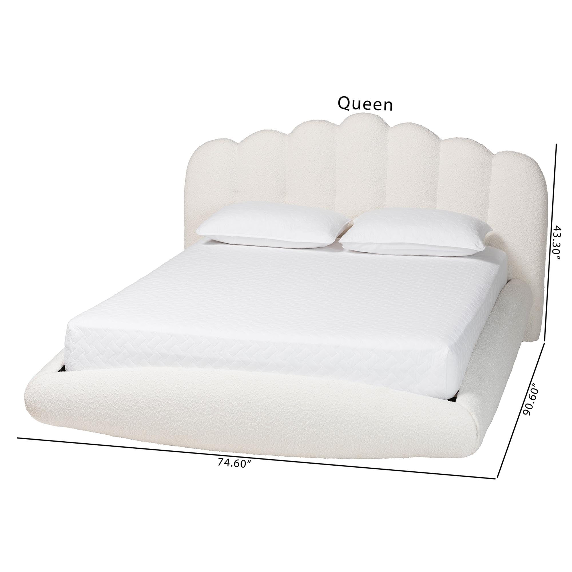 Baxton Studio Grenier Modern Floating Bed, Queen, Cream