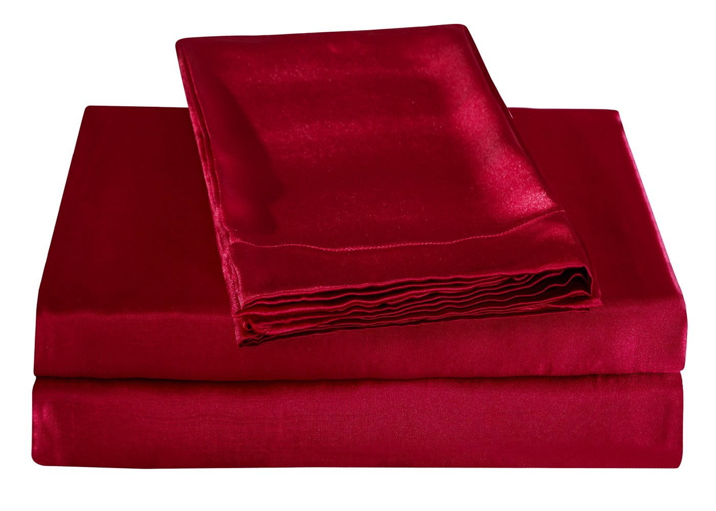 Honeymoon Luxury Satin Bed Sheet Set, Ultra Silky Soft, Full Red