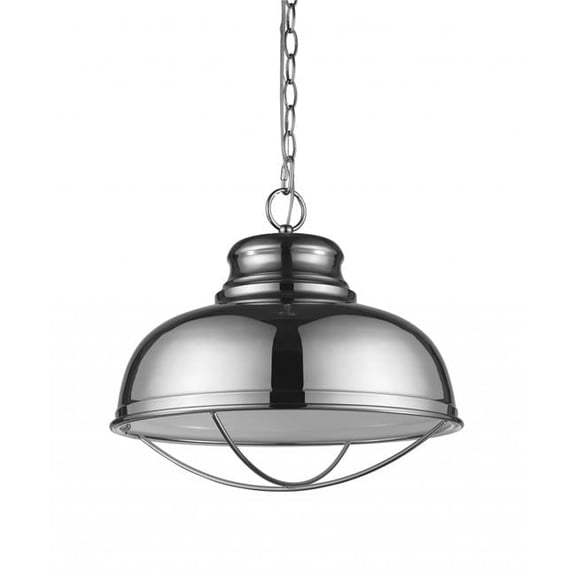 15.25 x 16.5 x 16.5 in. Ansen 1-Light Polished Nickel Pendant with Gloss White Interior Shade