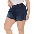 thumbnail image 4 of HDE Women's Plus Size Jean Shorts High Waisted Pull On Shorts Dark Blue 26, 4 of 6