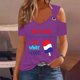 thumbnail image 1 of Fiudx Camisas para Mujer Top de Manga Corta con Cuello En V y Hombros Descubiertos Sexy para El Día de La Independencia para Mujer, 1 of 4