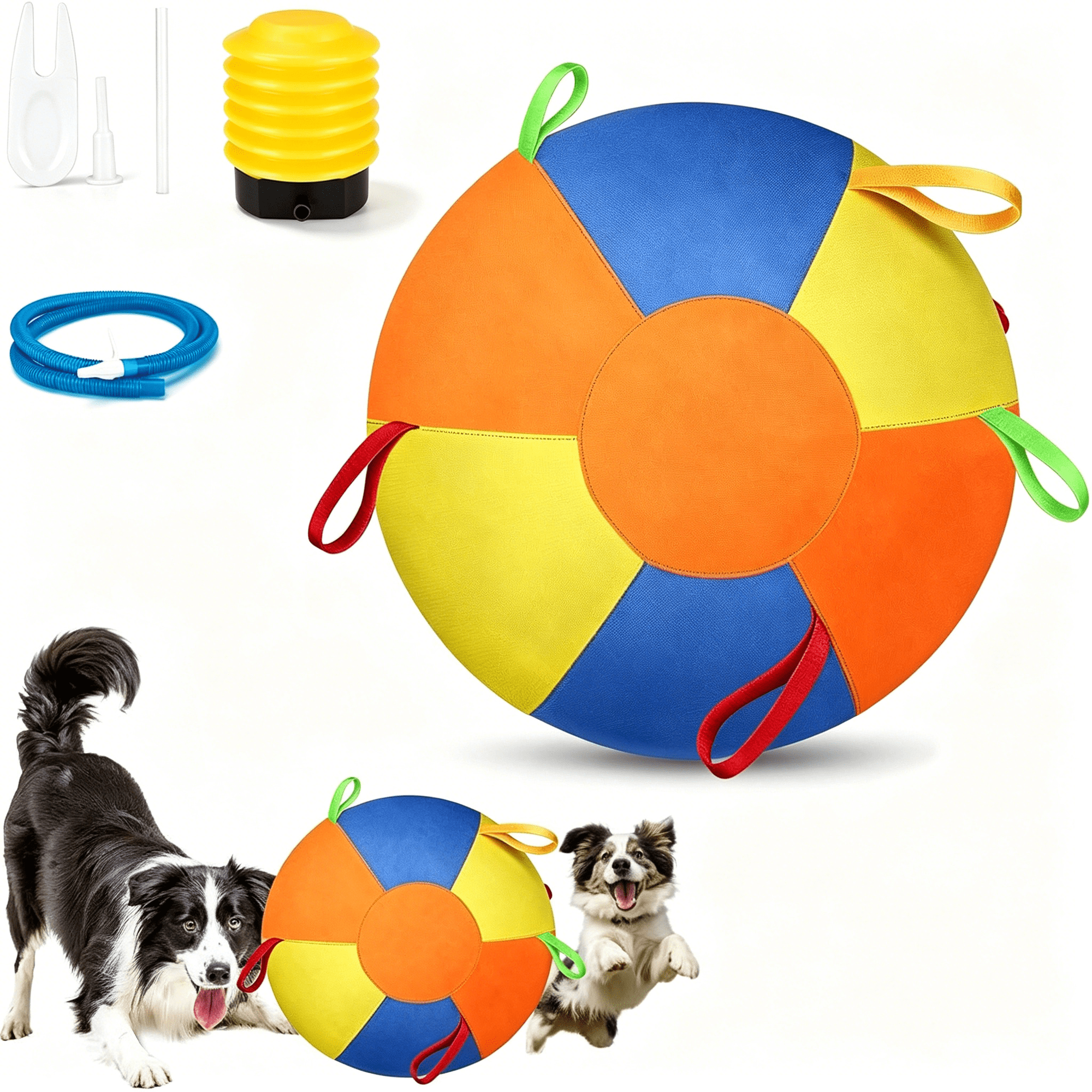 BESTSKY Calming Jumbo Ball for Dogs Herding Ball for Dogs Durable Tear-Resistant Inflatable Big Ball Inflatable Big Ball with Handle Cover & Pump for Play & Exercise Dogs (9.84In)