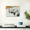 thumbnail image 5 of FCXZI Happy Elephant Canvas Wall Art Cute Elephant Spraying Water Picture Print for Kids Room Bathroom Ready to Hang  20x16in, 5 of 6