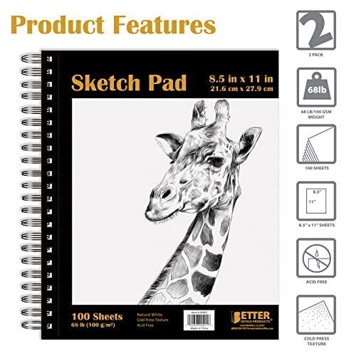 Hardcover Sketchbook for Drawing 8.5 x 11 Spiral Sketch Book for Adults  Women Kids with 100gsm 68lb 120 Sheets Premium Paper Sketch Pad for Drawing