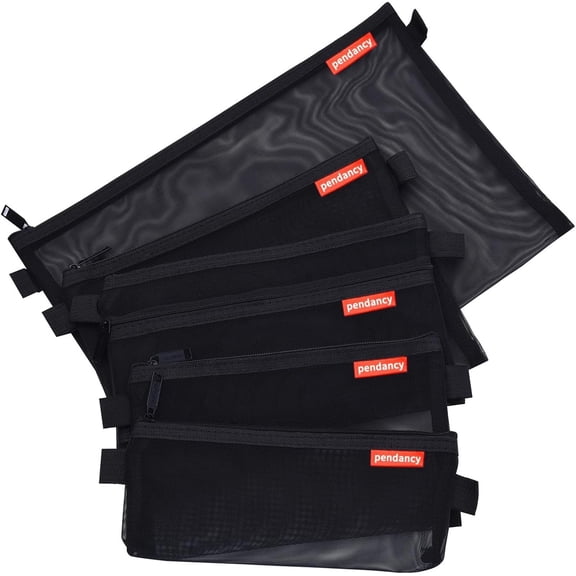 Mesh Zipper Pouch 5pcs Lightweight Nylon File Folders Document Organizer Storage