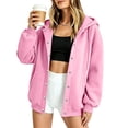 thumbnail image 7 of Otntypg Snap Button Down Hoodies for Women Trendy Fall Long Sleeve Drawstring Hooded Pullover Sweatshirts Loose Lightweight Casual Basic Solid Color Cardigan Hoodie Jacket with Pockets, 7 of 7