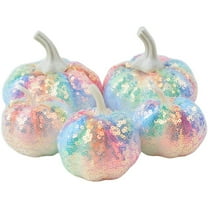 Halloween Pumpkin Decorations, Sequin Simulation Pumpkin Ornaments Artificial Fake Pumpkins Halloween Thanksgiving Fall Home Table Decorations
