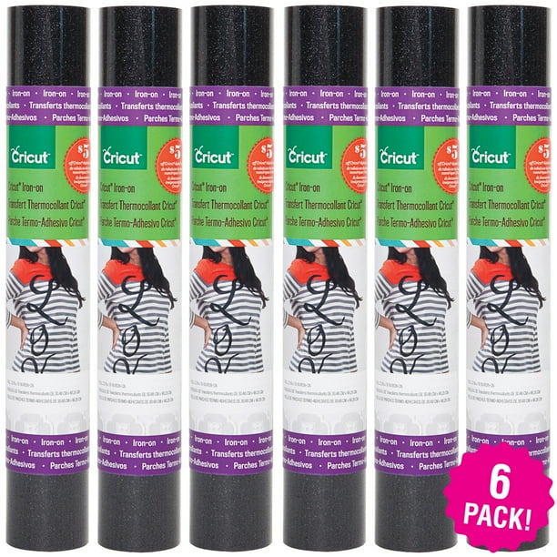 cricut iron on glitter vinyl 12x19 6pkg black walmart