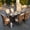 Brown, variant on 7-Piece Outdoor Patio Dining Set with Gas Fire Pit Table & Wicker Chairs, Gray Rattan Furniture