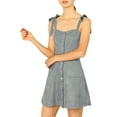 thumbnail image 6 of MODA NOVA Junior's Strap Button Down Faux Suede a-Line Mini Overall Dress, 6 of 7
