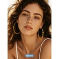 thumbnail image 3 of PROSTEEL Bold Chunky Hoop Earrings for Women Gold Plated Stainless Steel 60MM Hypoallergenic Round Hoops for Mom Daughter Christmas Birthday, 3 of 8