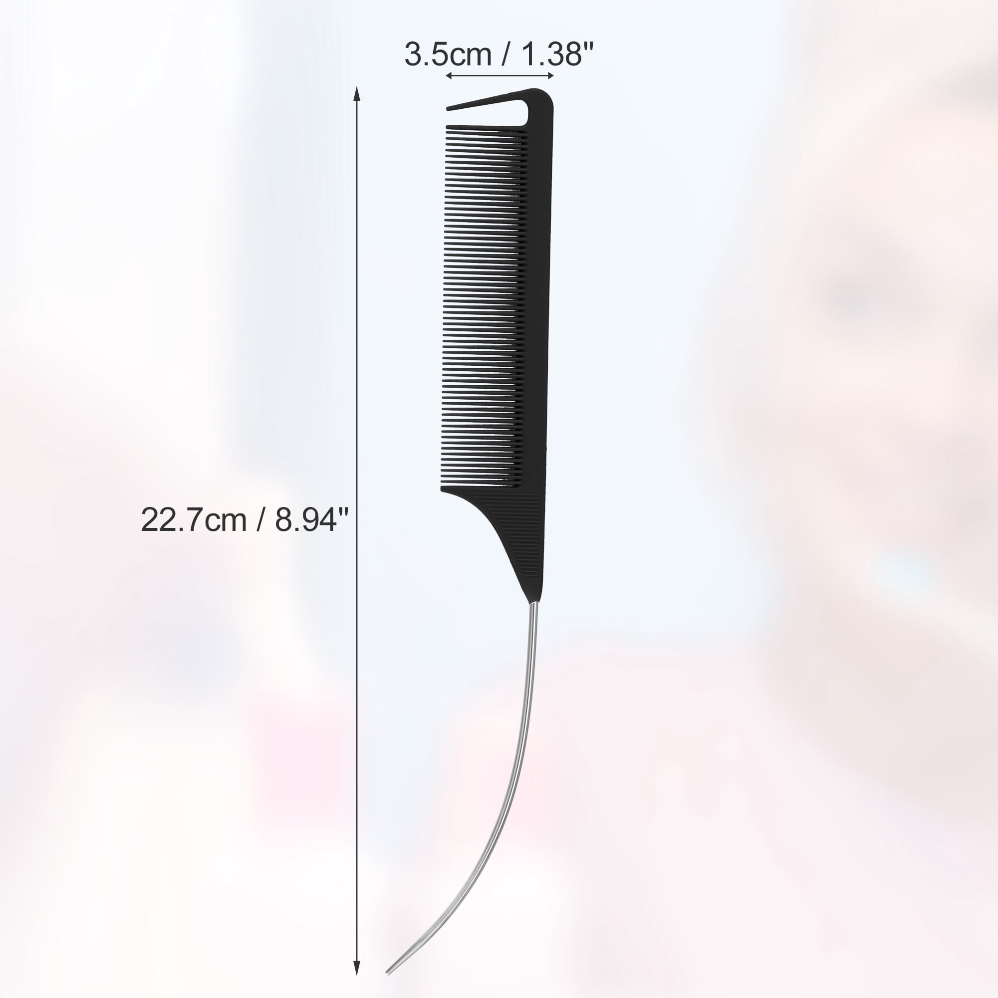 Unique Bargains 1Pc Women Rat Tail Comb for Curly Thick Thin Dry Hair Black
