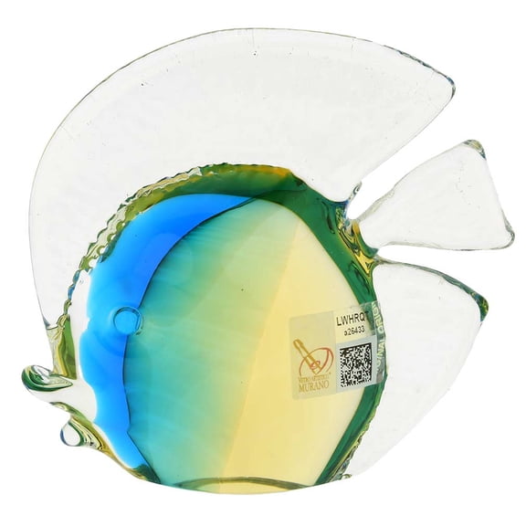 GlassOfVenice Murano Glass Tropical Fish - Amber Aqua