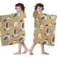 thumbnail image 4 of Yellow Baseball Items Pattern Hooded Bath Towel，50"x30" for Ages 3 To 12 Kids, Quick Dry Lightweight Soft Microfiber Hood Beach Towel Cover Up for Kids, 4 of 7