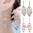 thumbnail image 2 of Daisyyozoid Rhinestone Powder White Cat's Eye Stone Pendant Earrings Temperament Net, 2 of 8