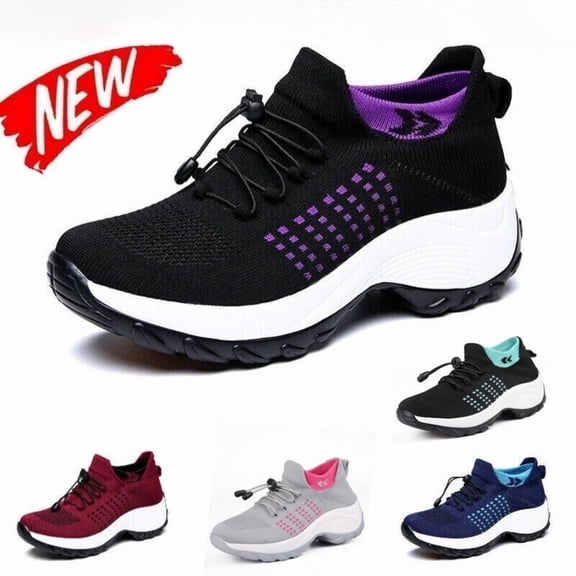 Orthopedic Sneakers Breathable Women Walking Shoes Slip on Trainers Women's Comfortable Casual Ladies Athletic Shoe Thick Bottom