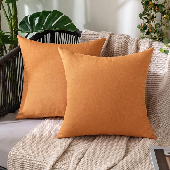 Fundas de almohada MIULEE impermeables de lino sintético 45 x 45 cm, color marrón (2)
