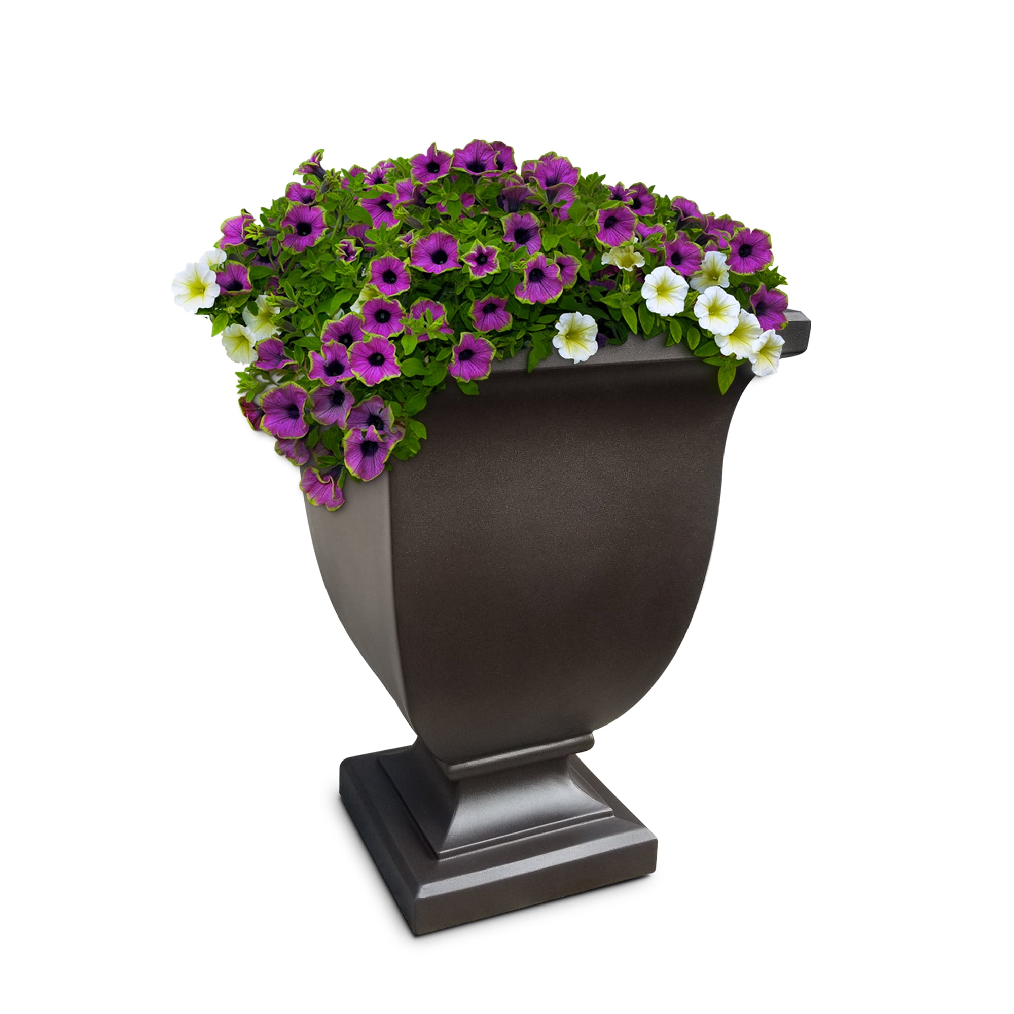 Augusta 18" x 18" x 26" Square Espresso Tall Polyethylene Self-Watering Planter