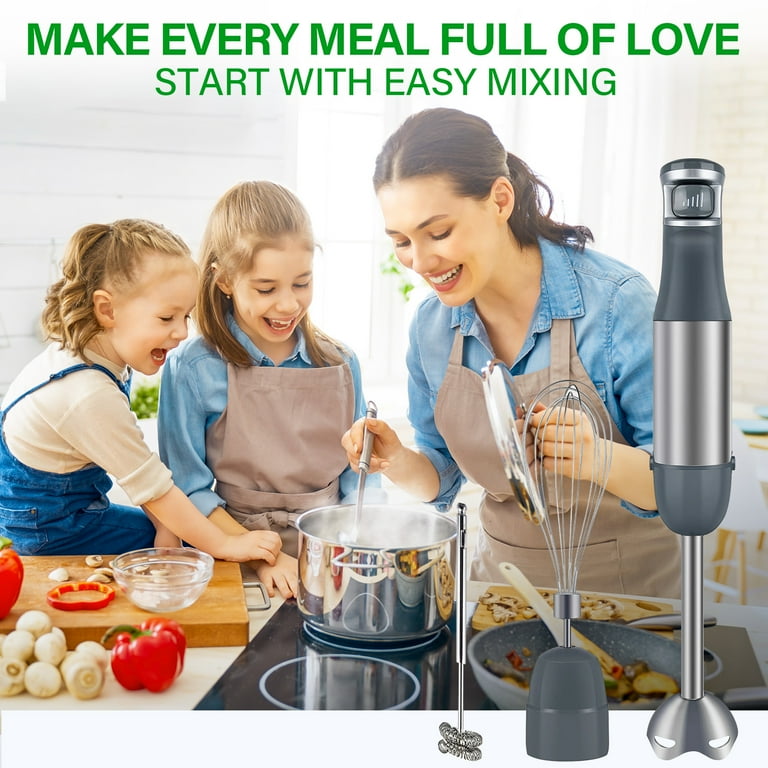 Mountain Country Soap 3 in 1 Immersion Blender, 1100W Hand Blender, Whisk, Frother, Trigger Speed Control
