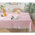 thumbnail image 2 of Outdoor Patio Table Cloth Rectangular,130*180cm,Tablecloth Decorative Cotton Solid Color with Tassels Pink White Tableclothes for Tables, 2 of 3