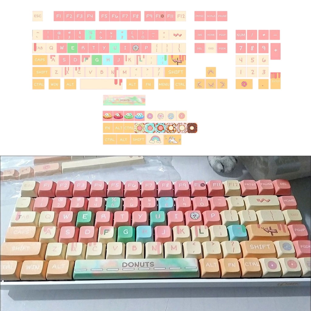 AOOOWER 127PCS XDA Lovely Color Theme PBT Keycaps for Mechanical Keyboards For Gaming and Office Workstations