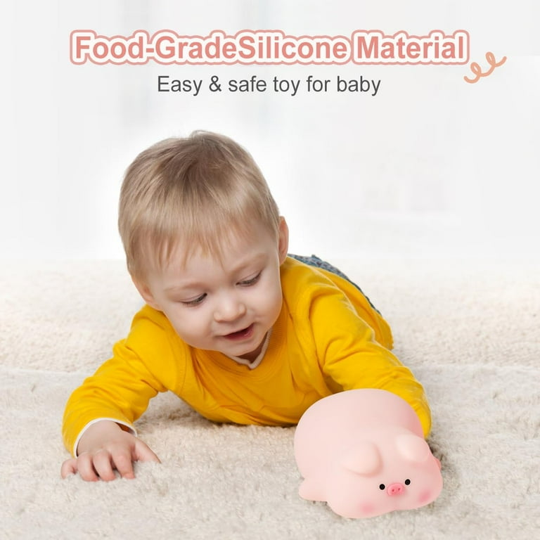 Cute Piggy Night Light For Kids - Rechargeable LED Touch Lamp, 3 Brightness Levels & Timer - Nursery Bedside Light