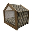 thumbnail image 2 of Art Deco Pet House, Jazz Era Inspired Vertically Aligned Peacock Feather Drawing Style, Outdoor & Indoor Portable Dog Kennel with Pillow and Cover, 5 Sizes, Pale Orange Dark Brown, by Ambesonne, 2 of 5