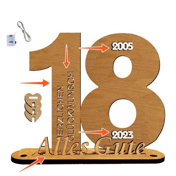 Wooden 18th Birthday Money Gift,Original Funny Money Gift,2024 Wooden Sign Guest Book,Happy Birthday Decorations,Family Creative Money Gifts,Personalised Party Presents for Friends Family E0C1