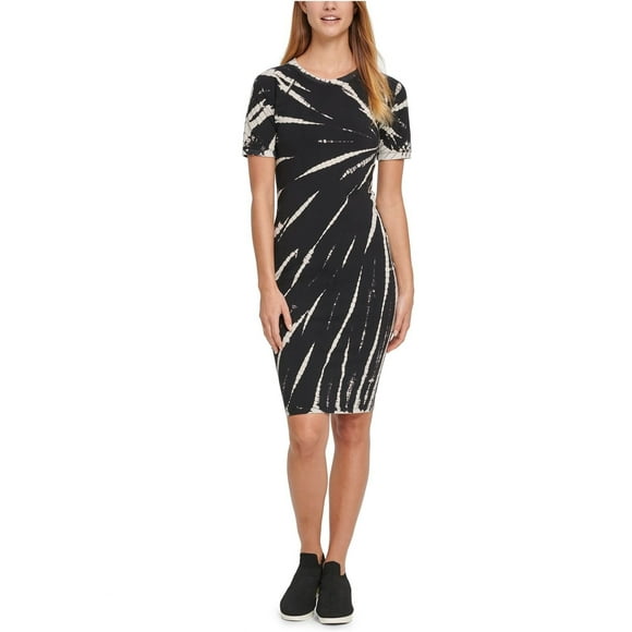 DKNY Women's Sport Tie-Dyed T-Shirt Dress, Black Tie-Dye, M