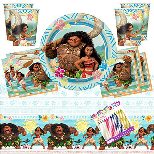 Napkins Cups Flag Table Cover Princess Moana and Maui Birthday Party Plates