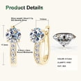 thumbnail image 3 of Pendientes de aro PROSTORY Moissanite de plata 925 de 2 quilates para mujer, 3 of 6