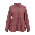 thumbnail image 6 of ClodeEU Womens Long Sleeve Collar Button Peplum Shirts Tops,Cute Trendy Tunic Blouses Red,Womens Plus XXXL, 6 of 6