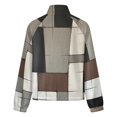 thumbnail image 6 of Jackets for Women Winter Coat Jackets Flannel Stand Collar Jacket(Geometric Abstract Art Black Brown Grey,Size:S-4XL), 6 of 7