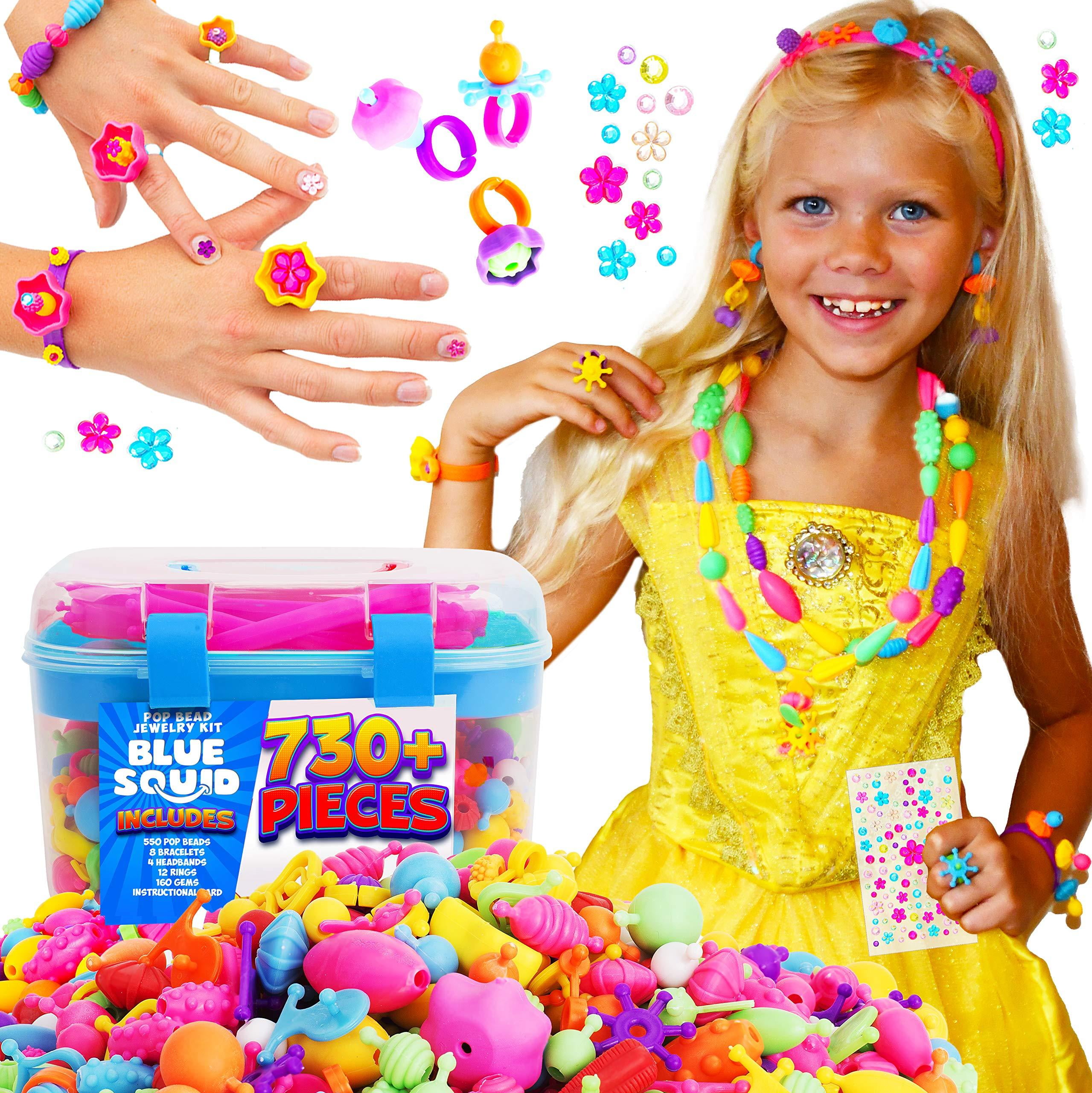 Pop Beads DIY Jewelry Making Kit for Kids 550 PCS Bonus UNICORN TOTE Bag 