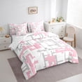 thumbnail image 3 of Manfei Pixel Geometric 7-Piece Twin Bedding Sets,Modern Abstract Geometric Bedding Comforter Set,Pink Gray White Sheet Sets For Girls,Breathable Home Decor Reversible, 3 of 8
