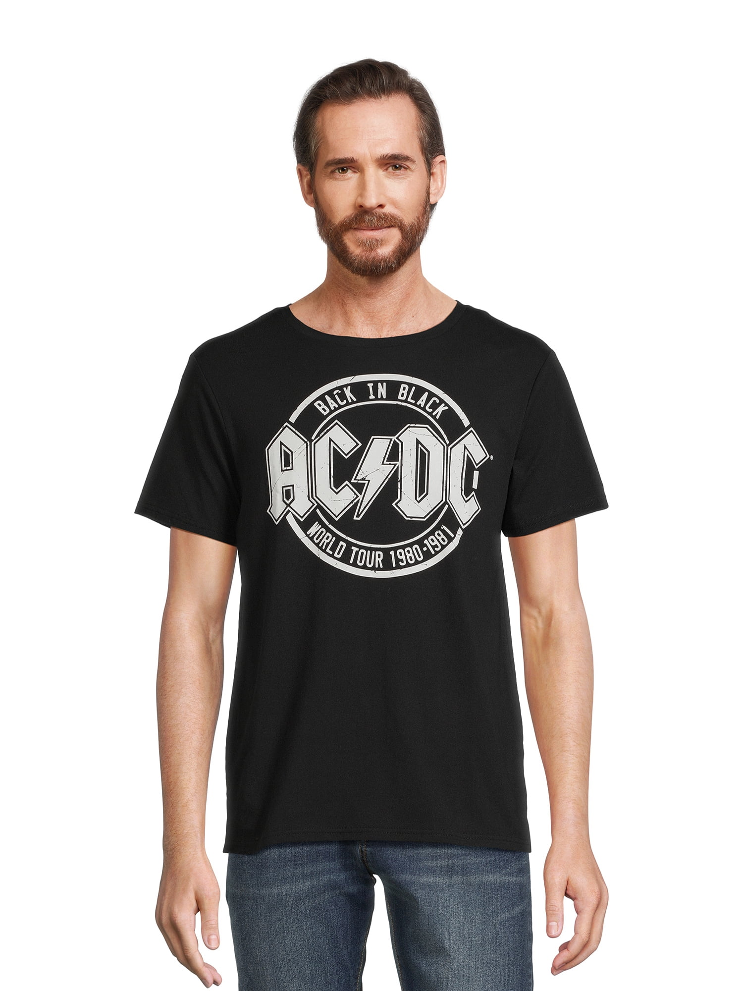 AC/DC Back In Black World Tour Men's & Big Men's Graphic Tee Shirt ...