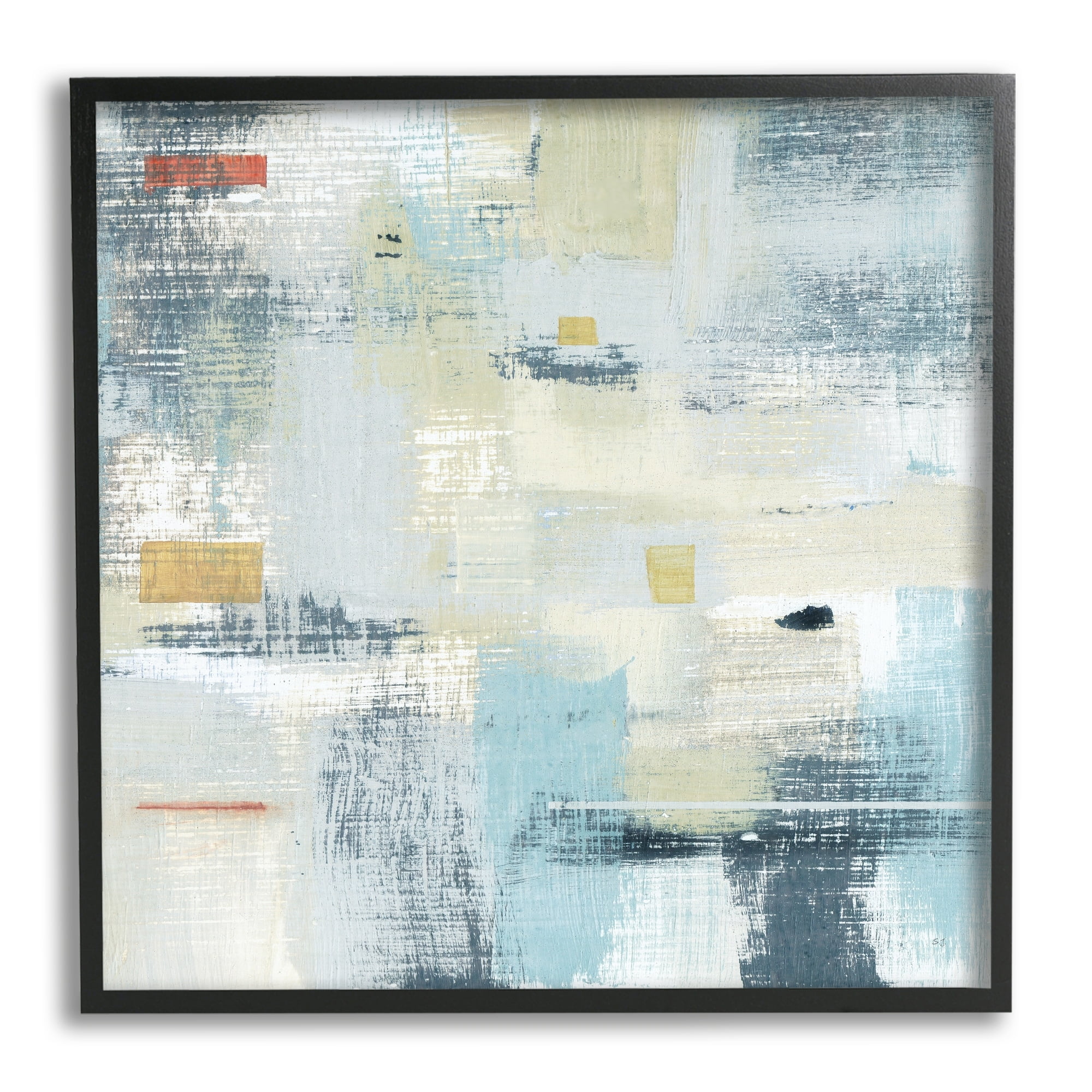 Stupell Indtries Woven Paint Stroke Abstraction Blue Beige Paint Blend,24 x 24,Design by Sn Jill