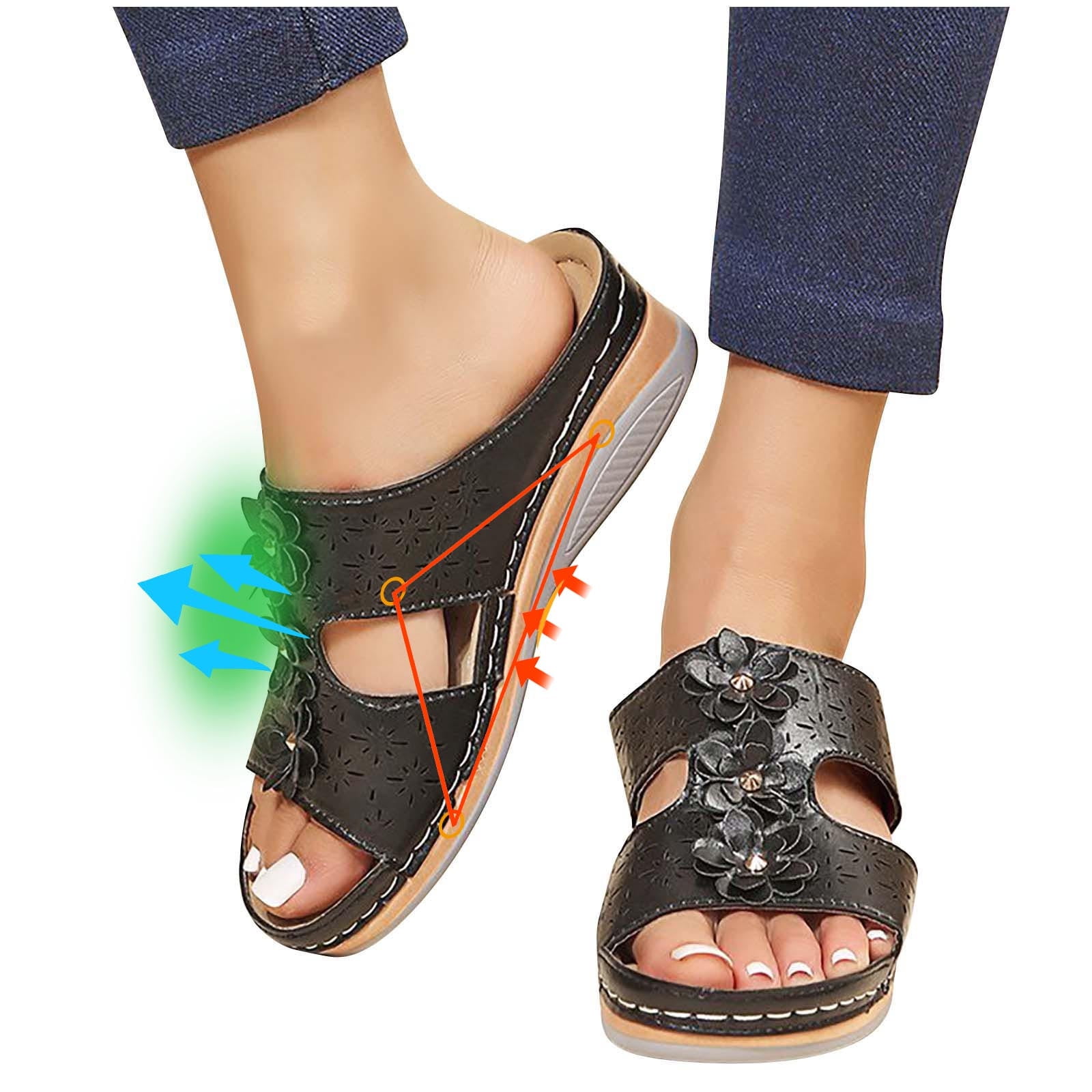 Beartrap Sandals for Women Flat Arch support Sandals Shoes Ladies Beach Orthopedic Sandals Summer Non Slip Causal Slippers Sandals Women Wide Width on