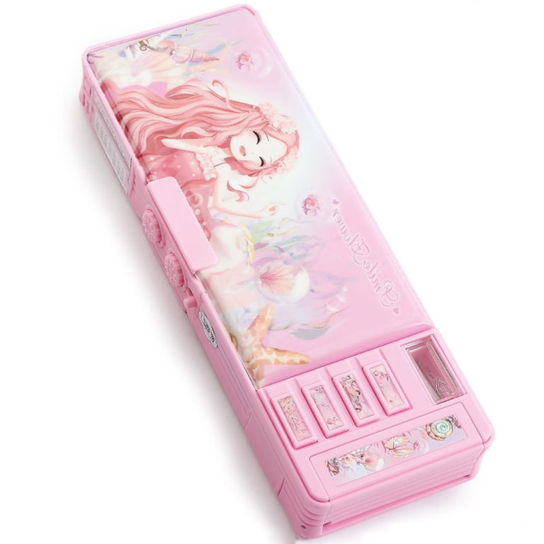 Students Plastic Pencil Box with 6-Hole Ejection Pencil Slot for