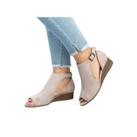 

Zodanni Womens Cutout Peep Toe Summer Wedge Heel Dress Sandals Comfy Casual Shoes Size