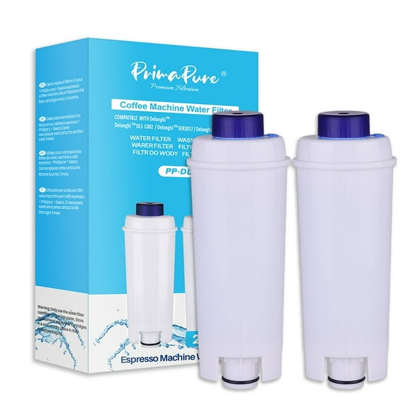 2-Pack PrimaPure Coffee Espresso Machine Water Filter Replacement For DeLonghi DLSC002, SER3017, 5513292811, ESAM, ECAM, ETAM Series
