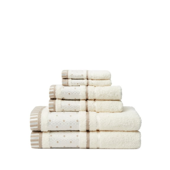 Balio 6-Piece 100% Cotton Bath Hand Wash Towel Set in Crème