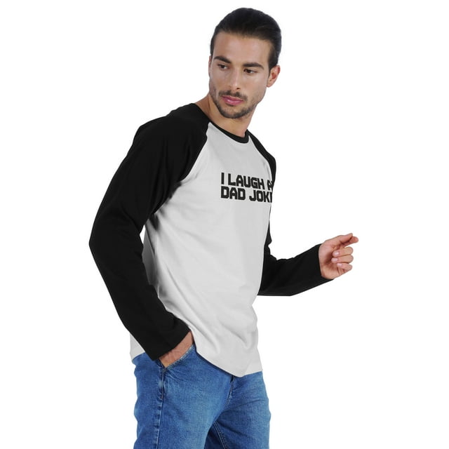 Inkmeso T-Shirt Graphique pour Homme « Je Ris aux Blagues de Papa » T-Shirt pour Papa Drôle Chandail en Jersey de Coton