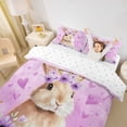 thumbnail image 2 of Erosebridal Girls Purple Flowers Kawaii Rabbit Duvet Cover Set,Kids Floral Animal Love Heart Bedding Full,Super Cozy Room Decor,3-Piece,No Comforter, 2 of 5