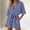 Blue, variant on Summer Jumpers for Women Short Sleeve Lapel Spring Romper Striped Print Button Down Regular Fit Women Overalls for Daily and Commute S-2XL