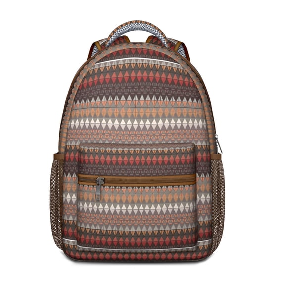 Boho Bohemia Geometric Line Art Backpack for School,Cute School Bag,Schoolbag with Adjustable Shoulder Straps & Padded Back,15.3"x11"x6.7"