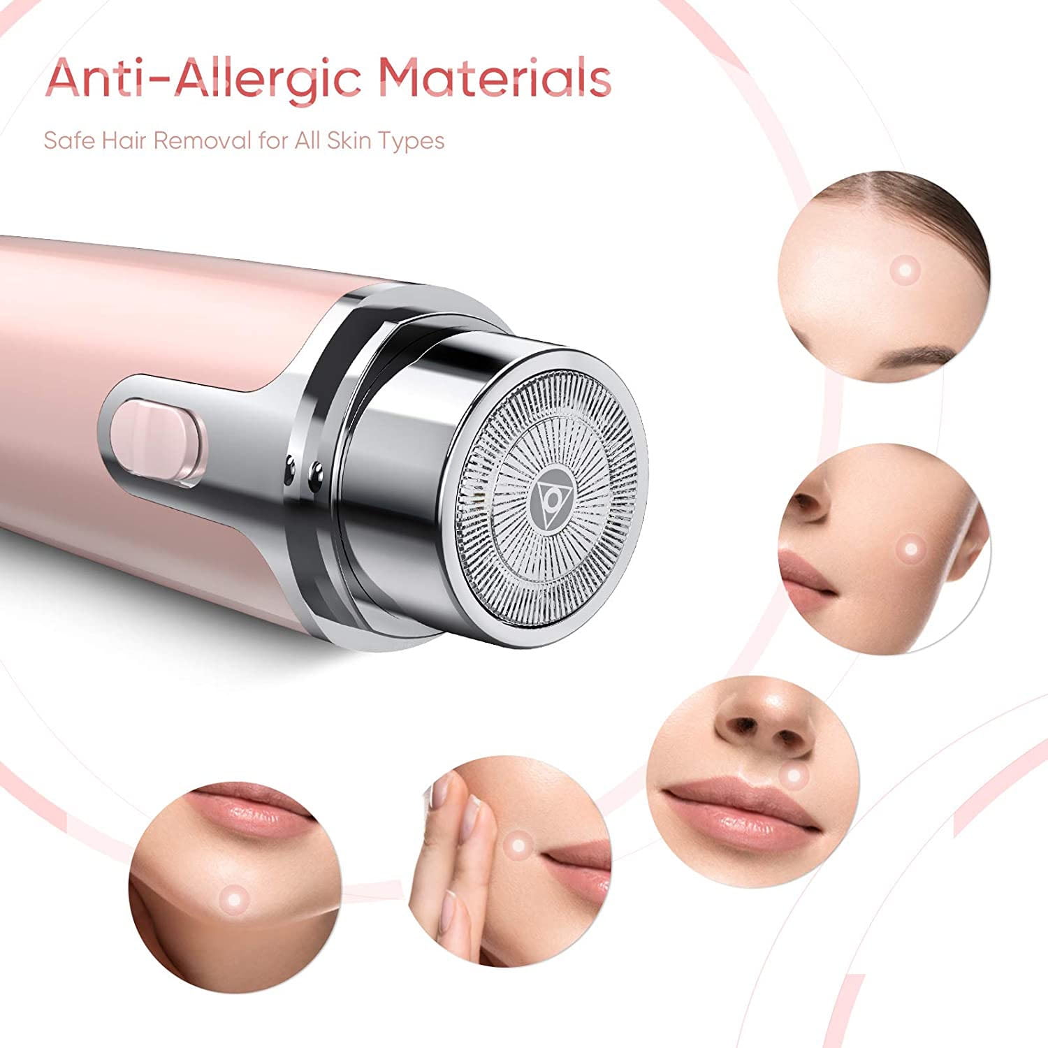 Portable Painless Facial Lipstick Mini Women's Face Hair Remover Shaver Rotating Disc Epilator 18000RPM