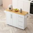 thumbnail image 2 of Kitchen Island on Wheels with Drop Leaf Tabletop, 43.31" Rolling Kitchen Cart with Spice Rack and Towel Rack, White Mobile Kitchen Cabinet, 2 of 8
