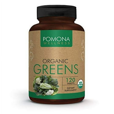 POMONA WELLNESS Organic Greens Superfood 120 Tablets, Full of Vitamins & Minerals, Fruits & Vegetables Vitamin, Gluten-free, Non-GMO, Vegan