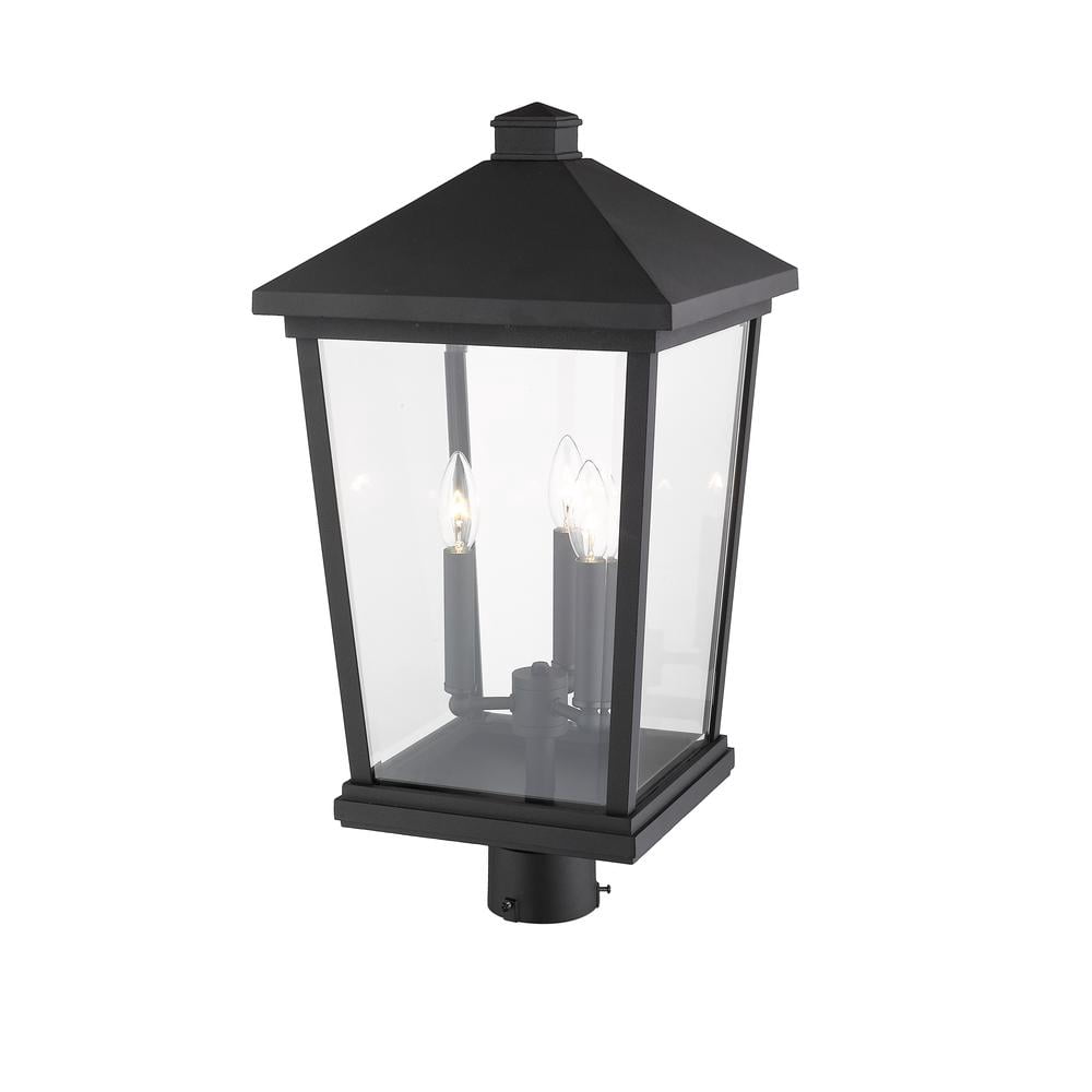 Beacon 3 Light Outdoor Post Mount Fixture Clear Beveled